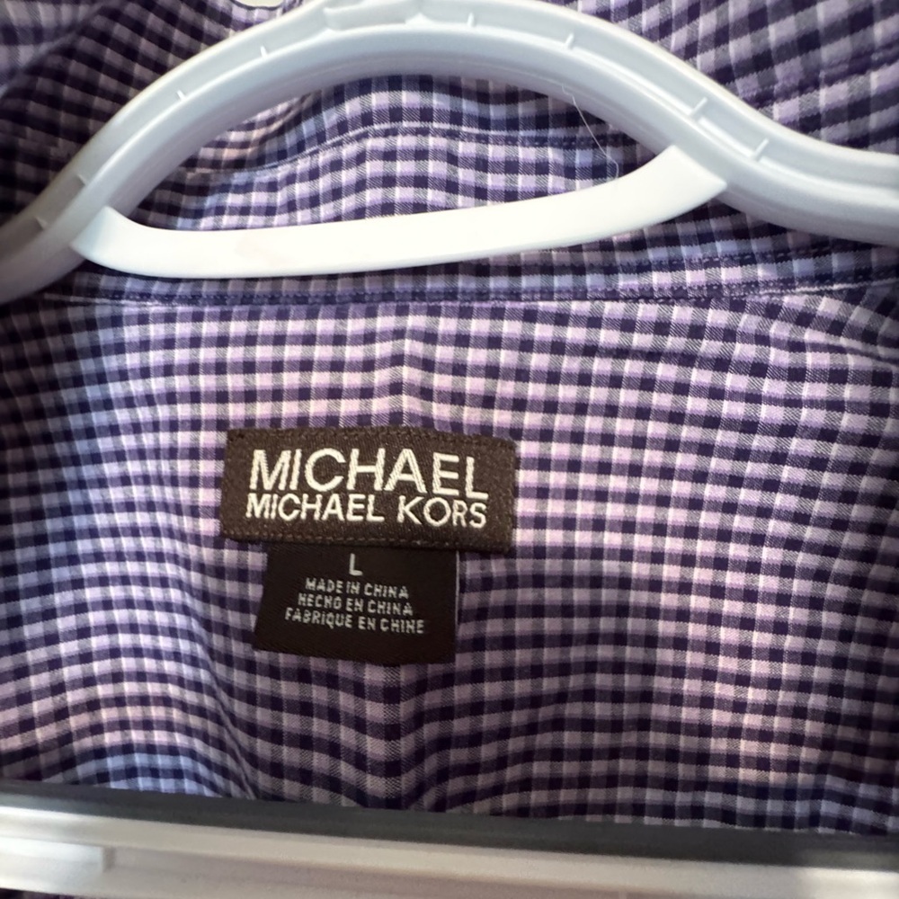 Michael Kors Purple Gingham Button Down Shirt - Picture 6 of 6